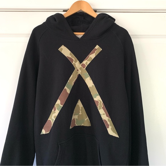 Tribe Kelley Hoodie Hunt Club Sweatshirt Pullover Cotton Black & Camo Unisex XL - Picture 2 of 7